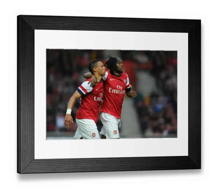 Framed Print : Gervinho and Coquelin Celebrate Goal: Southampton vs Arsenal, 2012-13 Pre-Season