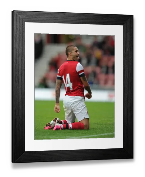 Framed Print : Arsenal's Henri Lansbury Scores in Pre-Season Clash Against Anderlecht