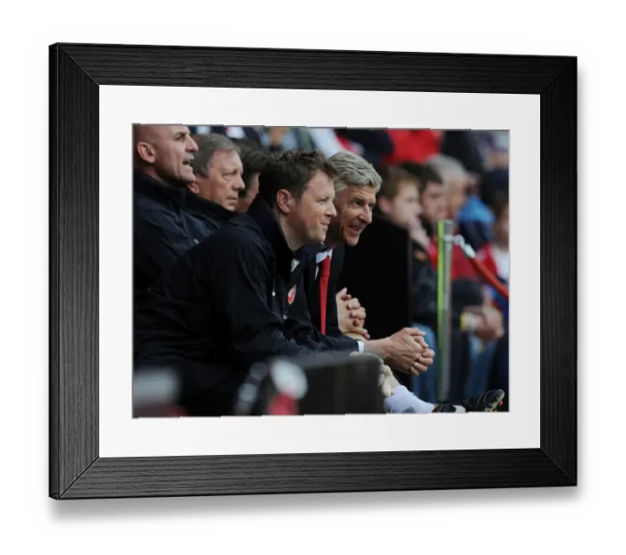 Framed Print : Arsene Wenger and Colin Lewin Share a Light-Hearted Moment during Arsenal's Pre-Season Match against Anderlecht (2012)