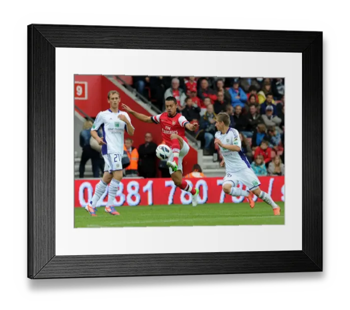 Framed Print : Arsenal's Nico Yennaris Faces Off Against Dennis Praet and Tom De Sutter of Anderlecht in Pre-Season Clash Framed Print : Arsenal's Nico Yennaris Faces Off Against Dennis Praet and Tom De Sutter of Anderlecht in Pre-Season Clash