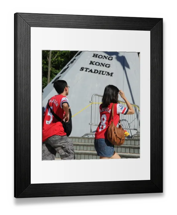 Framed Print : Arsenal Fans Gather at Hong Kong Stadium Before Kitchee FC Match (2012)