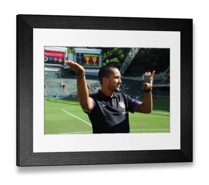 Framed Print : Theo Walcott's Perspective: Arsenal's Pre-Season Training in Hong Kong (Kitchee FC v Arsenal 2012-13)