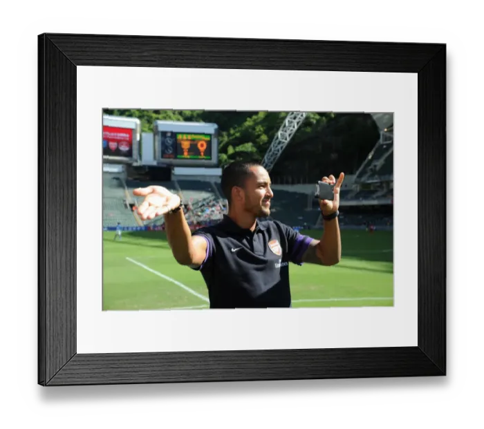 Framed Print : Theo Walcott's View: Arsenal's Pre-Season Training in Hong Kong (Kitchee FC vs Arsenal, 2012-13) - Behind the Scenes