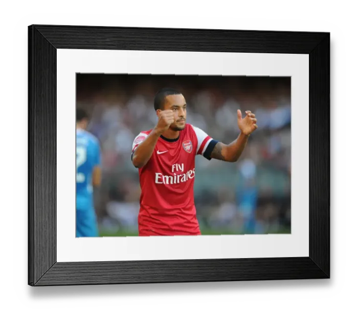 Framed Print : Theo Walcott's Respectful Chinese Goal Celebration: Arsenal's First in Kitchee FC Friendly, 2012
