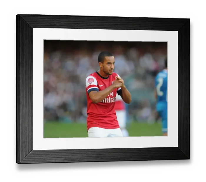 Framed Print : Theo Walcott's Respectful Chinese Goal Celebration: Arsenal's First in Kitchee FC Friendly, 2012