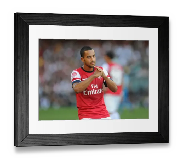 Framed Print : Theo Walcott's Respectful Chinese Goal Celebration: Arsenal's First in Kitchee FC Friendly, 2012