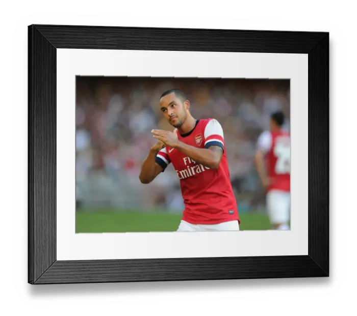 Framed Print : Theo Walcott's Respectful Chinese Goal Celebration: Arsenal's First in Kitchee FC Friendly, 2012