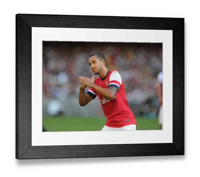 Framed Print : Theo Walcott's Respectful Chinese Goal Celebration: Arsenal's First in Kitchee FC Friendly, 2012 Framed Print : Theo Walcott's Respectful Chinese Goal Celebration: Arsenal's First in Kitchee FC Friendly, 2012