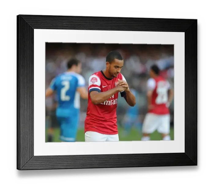 Framed Print : Theo Walcott's Respectful Chinese Goal Celebration: Arsenal's First in Kitchee FC Friendly, 2012 Framed Print : Theo Walcott's Respectful Chinese Goal Celebration: Arsenal's First in Kitchee FC Friendly, 2012