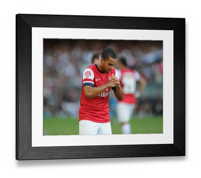 Framed Print : Theo Walcott's Respectful Chinese Goal Celebration: Arsenal's First in Kitchee FC Friendly, 2012