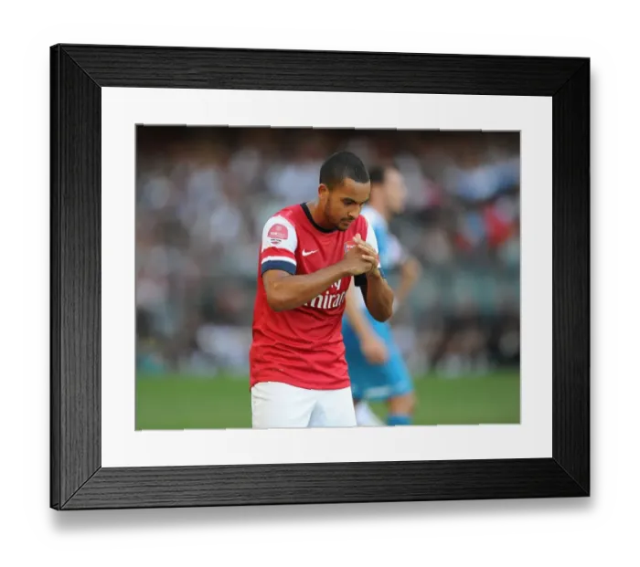 Framed Print : Theo Walcott's Respectful Chinese Goal Celebration: Arsenal's First in Kitchee FC Friendly, 2012