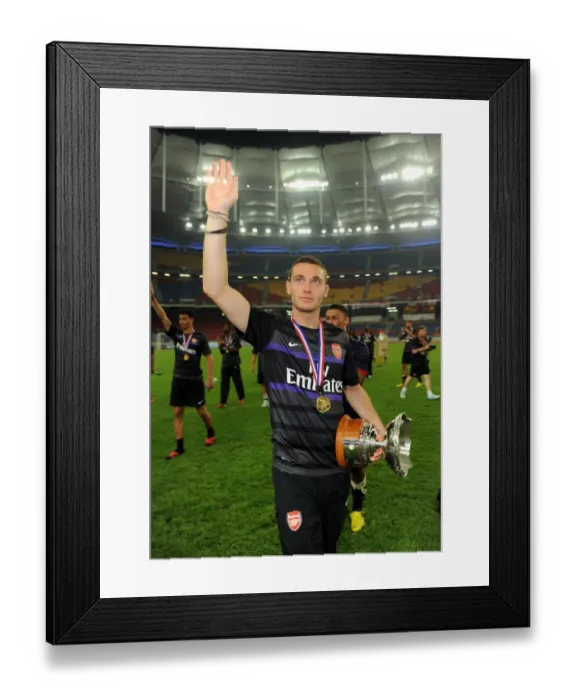 Framed Print : Thomas Vermaelen Post-Match: Arsenal vs Malaysia XI (2012)