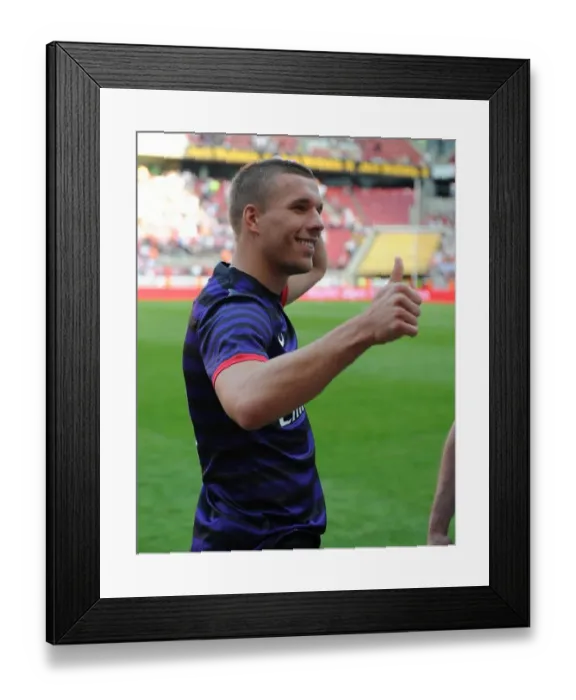 Framed Print : Lukas Podolski Bids Emotional Farewell to Cologne Fans During Arsenal Match (2012-13)