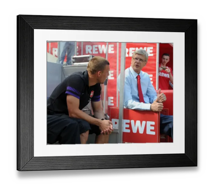 Framed Print : Arsene Wenger and Lukas Podolski: A Reunion at the Cologne Pre-Season Friendly (2012-13) Framed Print : Arsene Wenger and Lukas Podolski: A Reunion at the Cologne Pre-Season Friendly (2012-13)