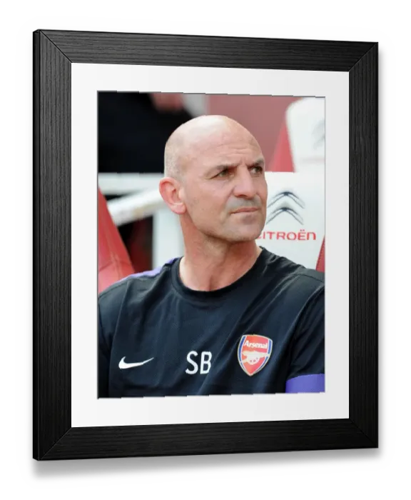 Framed Print : Steve Bould: Arsenal Assistant Manager at Emirates Stadium vs Sunderland (2012-13)
