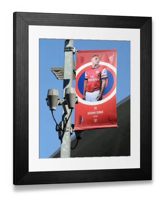 Framed Print : Kieran Gibbs banner outside the stadium. Arsenal 0: 0 Sunderland. Barclays Premier League Framed Print : Kieran Gibbs banner outside the stadium. Arsenal 0: 0 Sunderland. Barclays Premier League