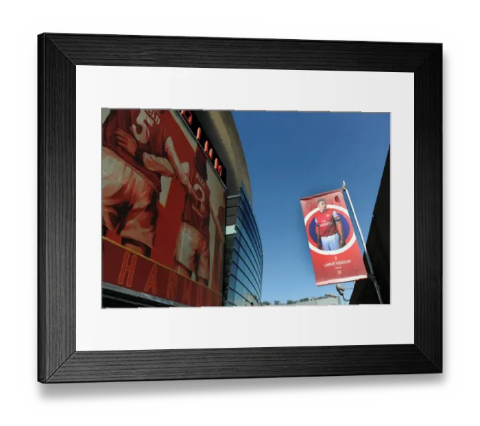 Framed Print : Laurent Koscielny banner outside the stadium. Arsenal 0: 0 Sunderland. Barclays Premier League Framed Print : Laurent Koscielny banner outside the stadium. Arsenal 0: 0 Sunderland. Barclays Premier League