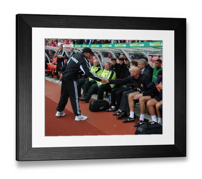 Framed Print : Steve Bould and Tony Pulis: Pre-Match Handshake - Stoke City vs Arsenal, 2012-13 Premier League