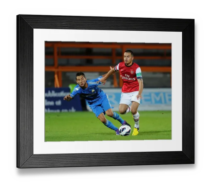 Framed Print : Clash of the Young Talents: Nico Yennaris vs. Kevin Pommier, Arsenal U19 vs. Marseille (NextGen Series 2012-13)