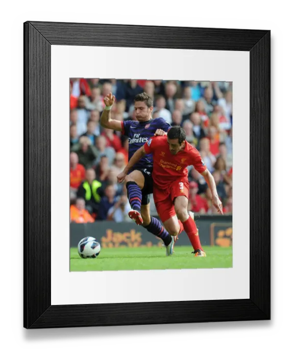 Framed Print : Giroud vs Enrique: Intense Battle at Anfield (Liverpool v Arsenal, 2012-13) Framed Print : Giroud vs Enrique: Intense Battle at Anfield (Liverpool v Arsenal, 2012-13)