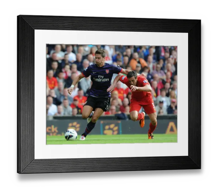 Framed Print : Giroud vs Enrique: Battle at Anfield - Liverpool vs Arsenal, 2012-13 Premier League