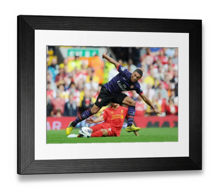 Framed Print : Midfield Showdown: Oxlade-Chamberlain vs. Sahin (2012-13) - Liverpool vs. Arsenal