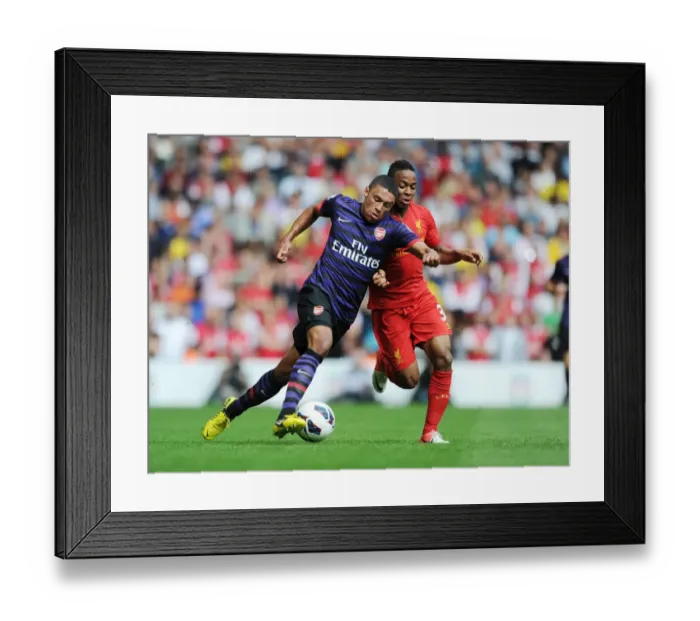 Framed Print : Clash of Young Talents: Oxlade-Chamberlain vs. Sterling (Liverpool vs. Arsenal, 2012-13)