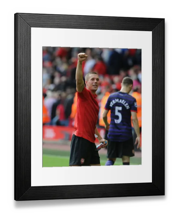 Framed Print : Lukas Podolski's Goal: Liverpool vs. Arsenal, Premier League 2012-13
