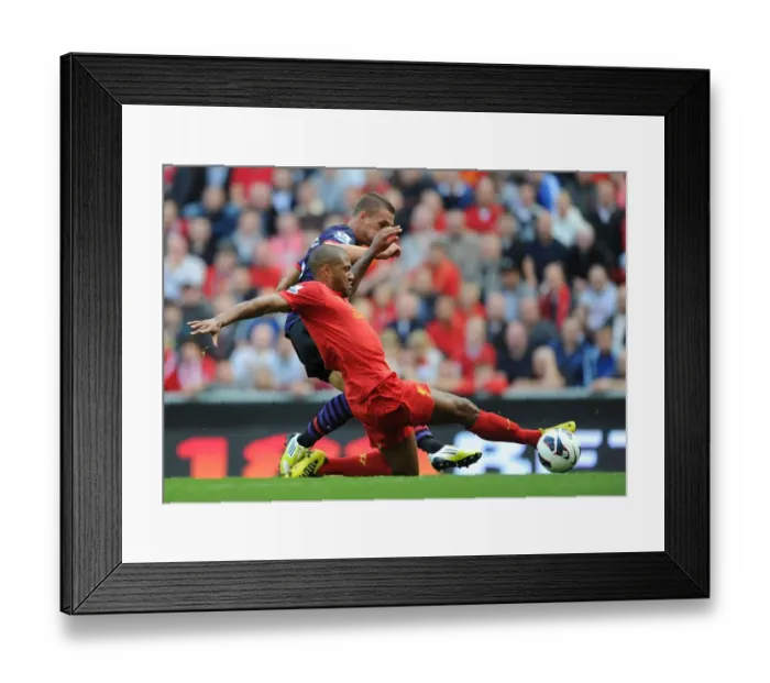 Framed Print : Lukas Podolski Scores First Arsenal Goal Against Liverpool at Anfield (2012-13)