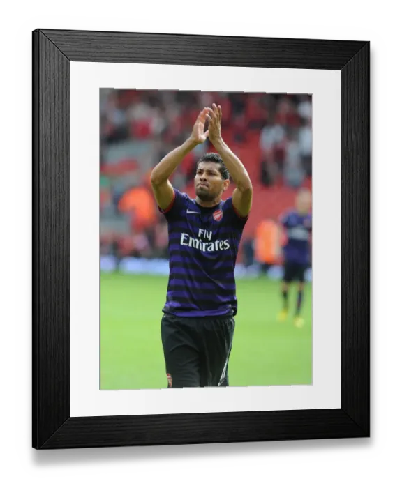 Framed Print : Andre Santos Reacts after Liverpool vs Arsenal, Premier League 2012-13