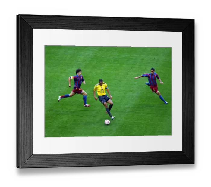 Framed Print : Thierry Henry (Arsenal) Carlos Puyol and Rafael Marquez (Barcelona)