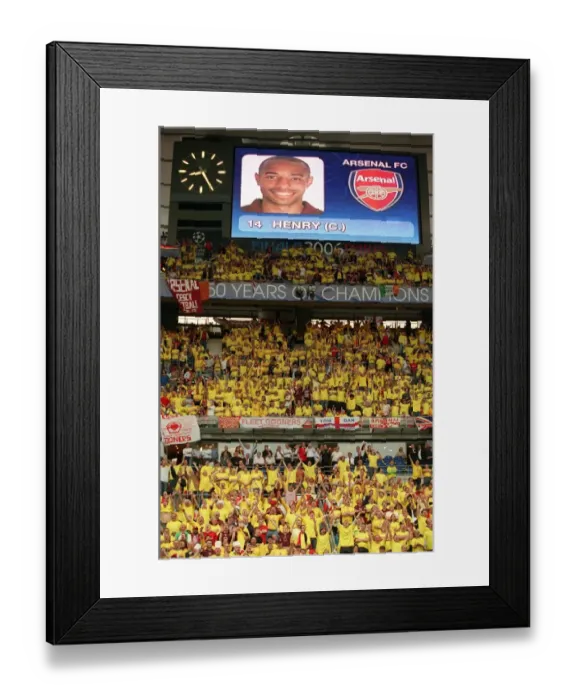 Framed Print : Thierry Henry (Arsenal) on the scoreboard as the teams are read out Framed Print : Thierry Henry (Arsenal) on the scoreboard as the teams are read out