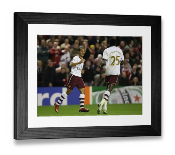Framed Print : Adebayor and Walcott: Unforgettable Moment as Arsenal Tops Liverpool in Champions League Quarterfinals