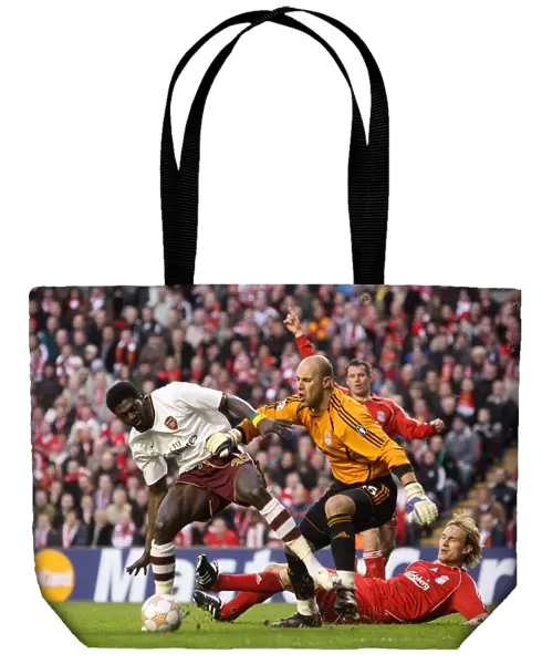 Emmanuel Adebayor (Arsenal) Pepe Reina and Sami Hyypia (Liverpool)