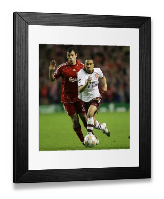 Framed Print : Clash of Titans: Gael Clichy vs. Javier Mascherano in the Intense Liverpool vs. Arsenal UEFA Champions League Quarterfinal Showdown