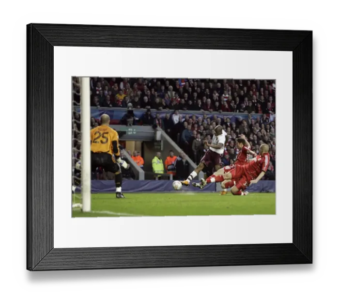 Framed Print : Abou Diaby scores Arsenals 1st goal past Pepe Reina Framed Print : Abou Diaby scores Arsenals 1st goal past Pepe Reina