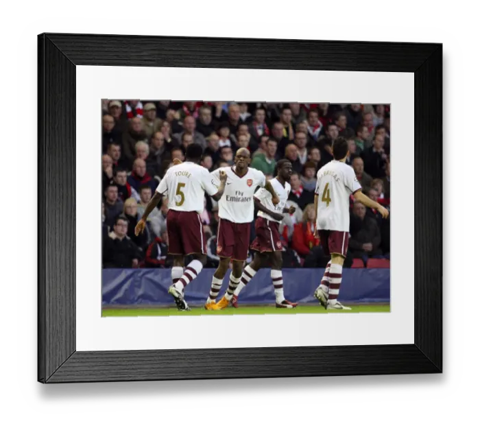 Framed Print : Abou Diaby celebrates scoring Arsenals 1st goal with Kolo Toure