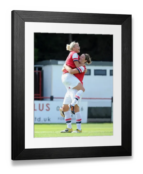 Framed Print : Arsenal Ladies Make History: Beattie and Houghton's First Goal Celebration (2012) Framed Print : Arsenal Ladies Make History: Beattie and Houghton's First Goal Celebration (2012)
