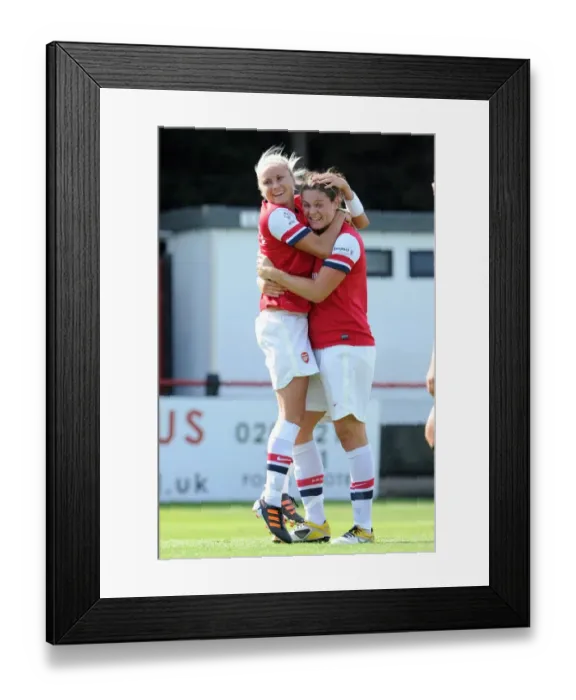 Framed Print : Arsenal Ladies Make History: Beattie and Houghton's First Goal Celebration (2012)