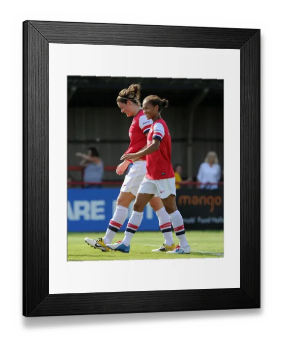 Framed Print : Arsenal Ladies: Yankey and Beattie's Goal Celebration in FA WSL Match