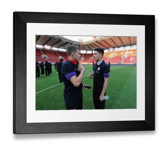 Framed Print : Arsenal Duo Thomas Eisfeld and Hector Bellerin Before NextGen Series Clash vs. Olympiacos