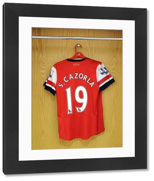 Santi Cazorla (Arsenal) shirt in the changingroom. Arsenal 6: 1 Southampton