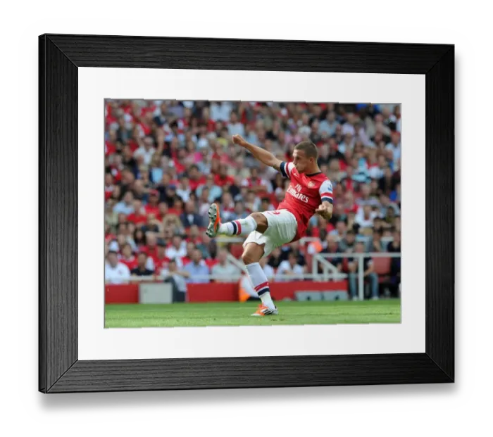Framed Print : Arsenal's Lukas Podolski Scores Stunner: Arsenal 6-1 Southampton (Premier League 2012-13) Framed Print : Arsenal's Lukas Podolski Scores Stunner: Arsenal 6-1 Southampton (Premier League 2012-13)