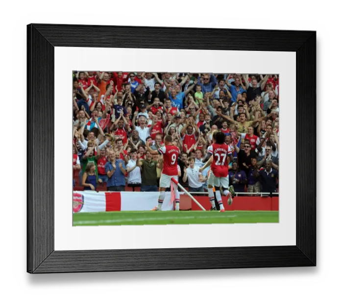 Framed Print : Arsenal's Lukas Podolski Scores Second Goal in 6-1 Rout Over Southampton (Premier League 2012-13) Framed Print : Arsenal's Lukas Podolski Scores Second Goal in 6-1 Rout Over Southampton (Premier League 2012-13)