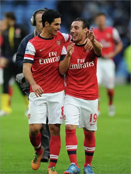 Mikel Arteta and Santi Cazorla: Post-Match Moment at Manchester City vs. Arsenal (2012-13)
