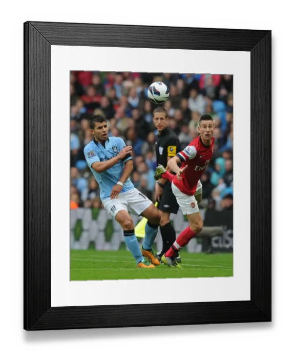 Framed Print : Clash of Titans: Koscielny vs. Aguero - Manchester City vs. Arsenal, Premier League, 2012