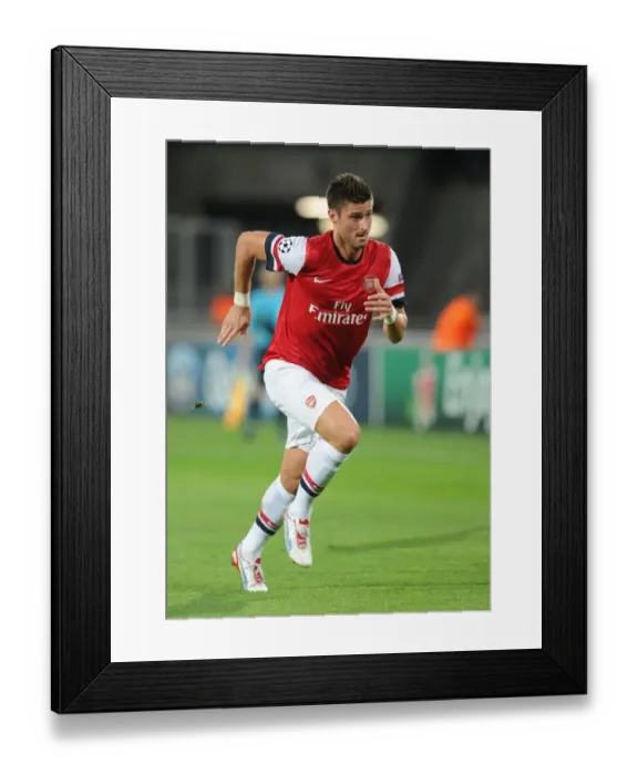 Framed Print : Olivier Giroud in Action: Montpellier vs. Arsenal, UEFA Champions League, 2012