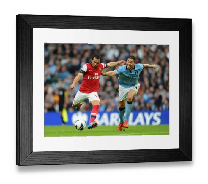 Framed Print : Santi Cazorla vs Javi Garcia: Manchester City vs Arsenal - 1:1 Stalemate in the Premier League