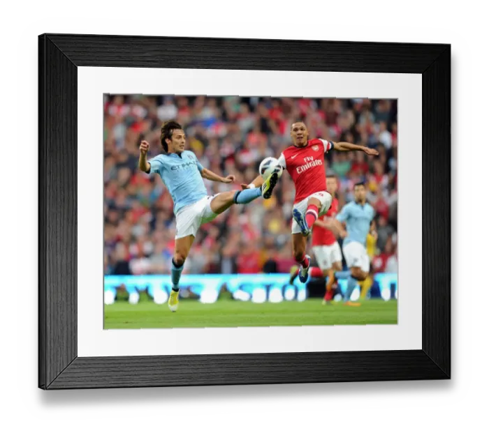 Framed Print : Manchester City vs Arsenal: Kieran Gibbs vs David Silva - Premier League Rivalry (1:1)