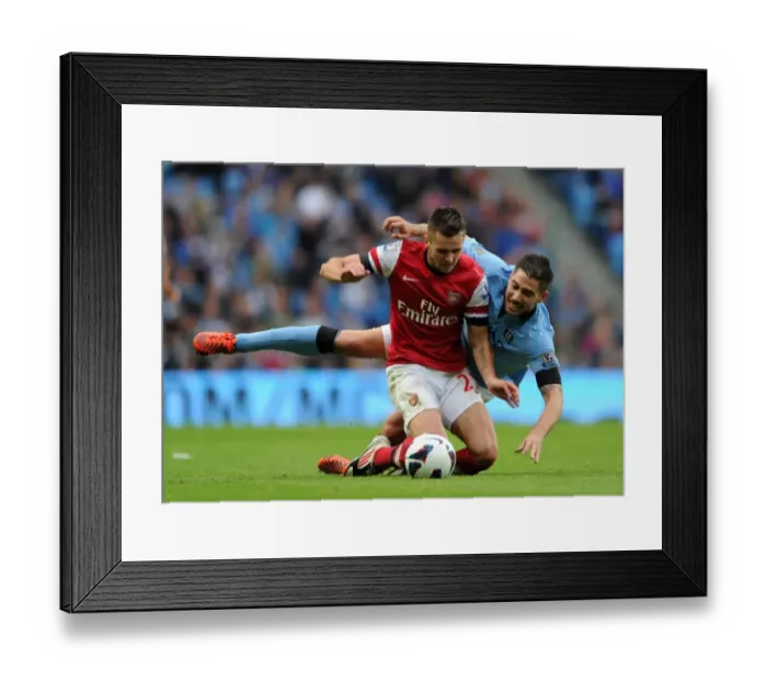 Framed Print : Carl Jenkinson (Arsenal) Javi Garcia (Man City). Manchester City 1: 1 Arsenal